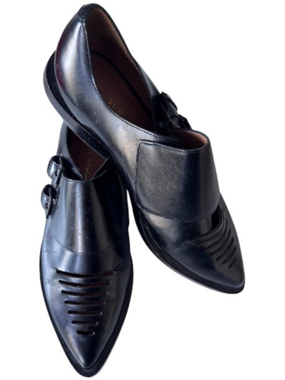 3.1 Phillip Lim leather monk strap ladder cutout loafers black women's size 37 - Picture 4 of 8